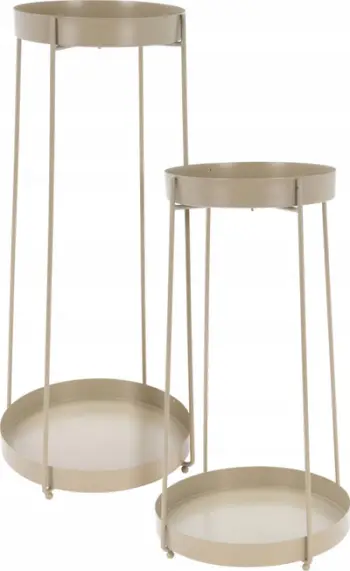Stendë lulesh Koopman, metal, set 2 copë, bezhë
