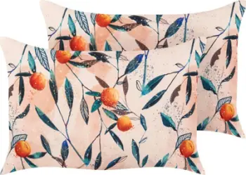 Set jastëkësh kopshti PIALPETTA, 40 x 60 cm, motiv bimor, portokalli