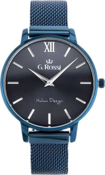 Ora G.Rossi Quartz Classic, analoge, rrip lëkure, blu e errët