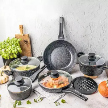 Set tenxheresh KLAUSBERG KB-7657, 12 pjesë, veshje mermeri, për induksion, gri