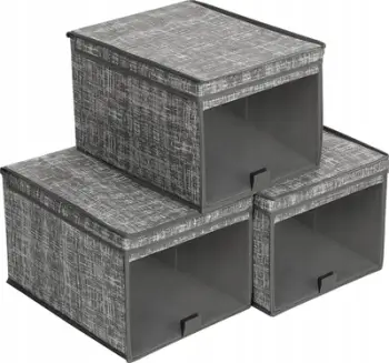 Kuti organizuese gardërobe univerzale, set 3 copë, 30 x 40 x 25 cm, gri