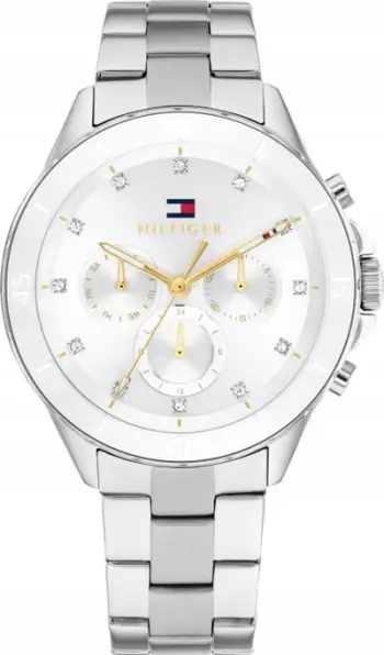 Orë dore Tommy Hilfiger Mellie 1782707, kronograf, çelik inoks, e bardhë argjendtë