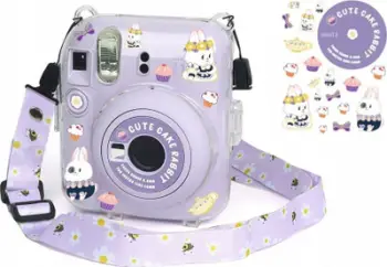 Këllëf mbrojtës LoveInstant për Fujifilm Instax Mini 12, transparent, me rrip dhe ngjitëse Sweet Rabbit