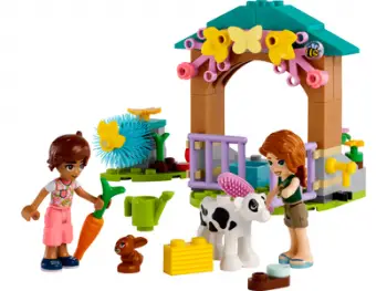 Lodër ndërtime LEGO Friends Autumn Baby Cow Shed 42607, set fermë, 5+