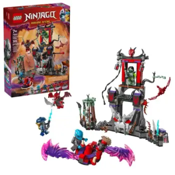 Lodër ndërtimi LEGO Ninjago Dragonian Storm Village, set aksion, 6 minifigura, shumëngjyrësh