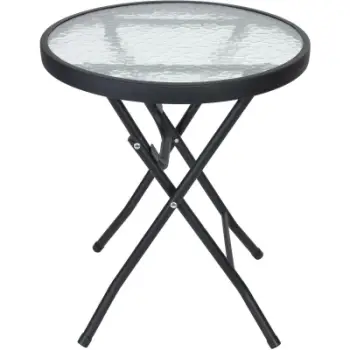 Tavolinë kopshti TERRACE GARDEN Coffee Table, 40x45cm, metal, me xham, e zezë