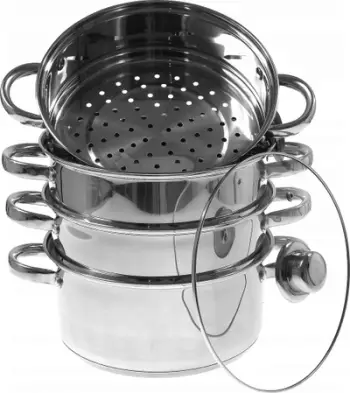 Set tenxhere për zierje me avull KingHoff (KH-3320), 24 cm, të argjendtë