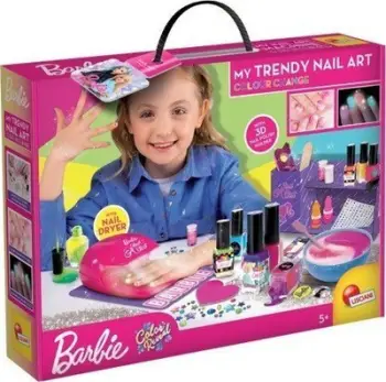 Set manikyr për fëmijë Barbie My Trendy Nail Art Colour Change, me llakë thonjsh, me tharëse, shumëngjyrësh