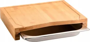 Dërrasë prerëse Zeller FSC Bamboo, me sirtar inox, 36.5 x 28 cm, ngjyrë natyrale