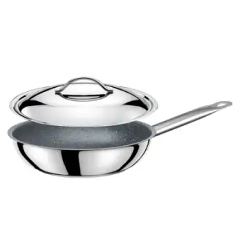 Tigan kuzhine Exclusive, 28 cm, efekt granit, çelik inox i argjendtë