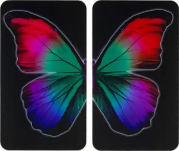 Pllaka mbrojtëse xhami për sobë Wenko Butterfly by Night, set 2 copë, shumëngjyrëshe, sfond i zi
