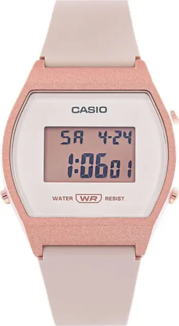 Ora digjitale Casio Youth LW-204-4A, rezinë, 50m, rozë gold