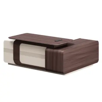 Tavolinë zyre këndore President HM2147L, majtas, melaminë, 200x160x76 cm, walnut beige