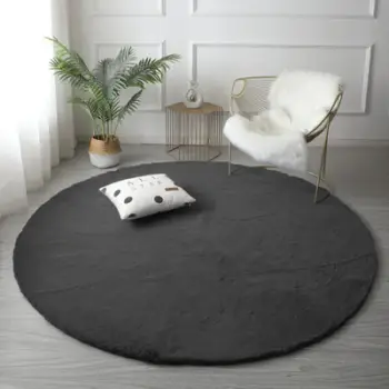 Tapet rrethor Strado Round Rabbit, 180x180 cm, antirrëshqitës, gri e errët