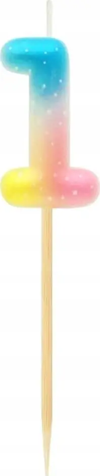 Qirinj torte Godan Candle Picker, numri 1, 11cm, pastel ombre