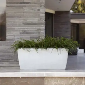 Vazo drejtkëndore Capi Arc Granite, 60 x 35 x 40 cm, për ambient të jashtëm, ivory