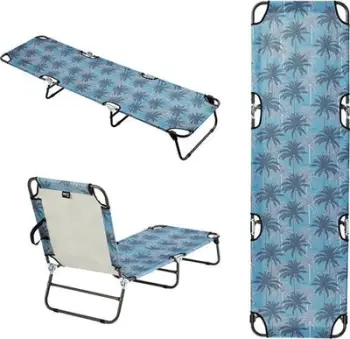 Shezllon plazhi NILS NC1641, palosës, 186x53 cm, blu me palma