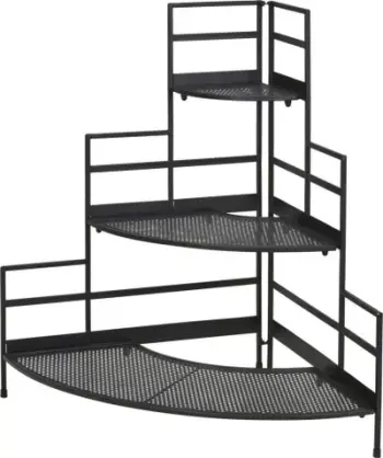 Raft këndor për lule ProGarden Plant Etagere, 3 nivele, 85cm, metalik, i zi