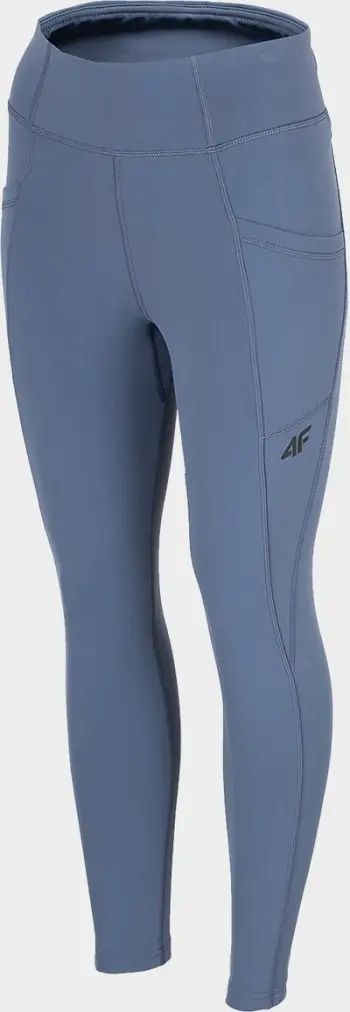 Pantallona sportive për femra 4F H4Z22SPDTR060, bel i lartë, madhësia XL, ngjyrë denim