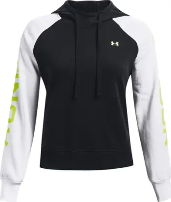 Bluzë me kapuç Under Armour Rival Fleece CB për femra, pambuk fleece, model 1365861 002, e zezë dhe e bardhë