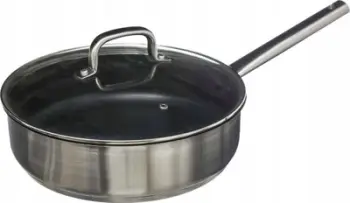 Tigan çeliku inox me kapak, veshje jo ngjitëse, 29.5 cm