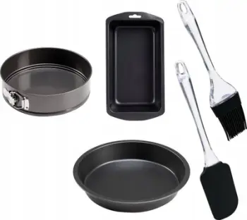 Set kallëpësh për pjekje, 5 pjesë, silikon dhe çelik, i zi