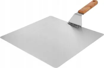 Lopatë picash çelik inoks, 30.5 x 30.5 cm, dorezë druri, argjendtë