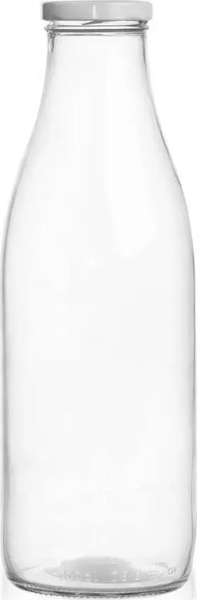 Shishe qelqi për qumësht Orion, 1L, me kapak metalik, transparente