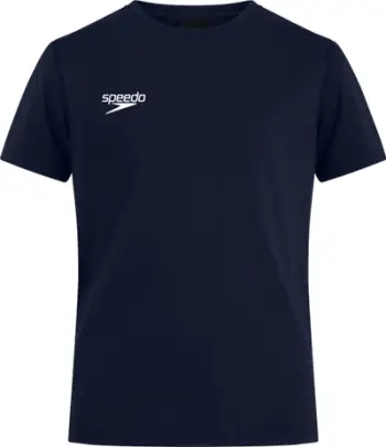 Bluzë femrash Speedo Club Plain, pëlhurë jersey, logo në gjoks, blu e errët