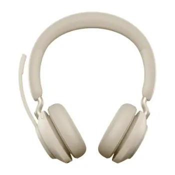 Kufje pa tela Jabra Evolve2 65 MS Stereo, me shirit koke, për Microsoft Teams, bezhë
