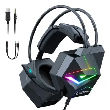 Kufje gaming Onikuma X20, stereo surround, RGB, të zeza