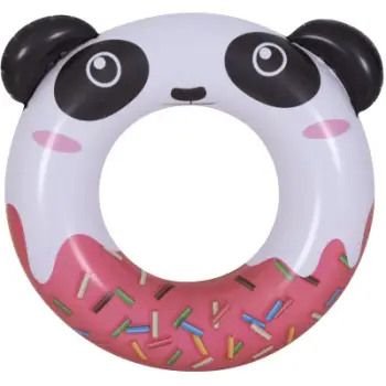 Unazë noti Jilong Swim Ring Donut, vinil 0.18mm, dizajn panda, rozë