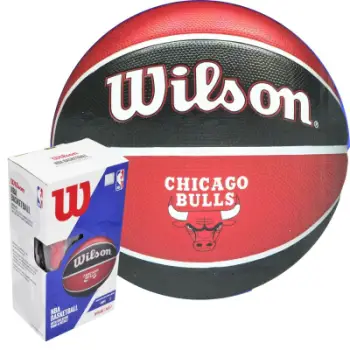 Top basketbolli Wilson NBA Chicago Bulls, madhësia 7, për jashtë, e kuqe e zezë