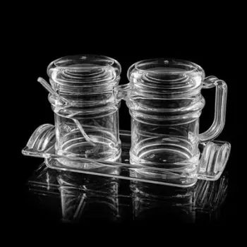 Set kavanozësh për erëza me lugë, transparente. UNIMIKS