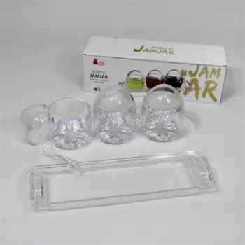 Set kavanozësh me lugë 3 copë, transparent. UNIMIKS