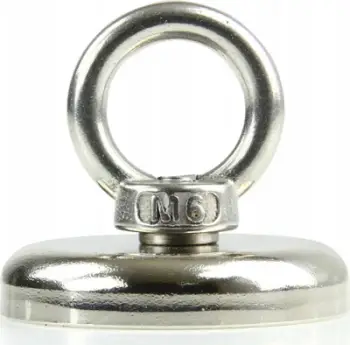 Magnet kërkimi neodymium, kapacitet 50kg, diametër 42mm, argjendtë