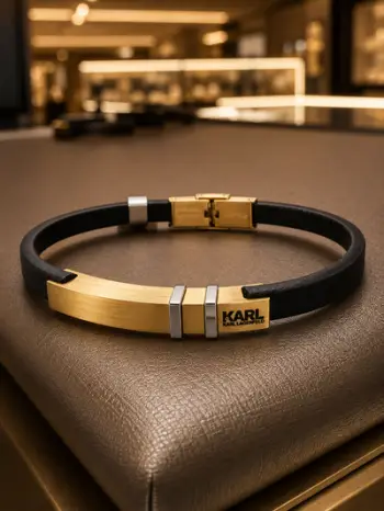 Dorzore Karl Lagerfeld për Meshkuj – Gold & Black Leather