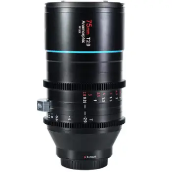 Objektiv kinematografik Sirui 75mm T2.9 1.6x Anamorphic, për Nikon Z, i zi