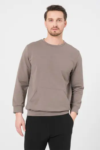 Bluze pambuku për meshkuj CASUAL, S, taupe