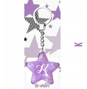 Varëse çelësash Be Happy Star, iniciali K, akrilik, vjollcë me shkëlqim