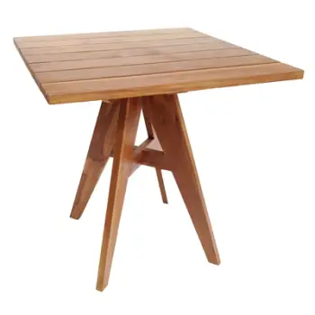 Tavolinë kopshti LEO HM9918, dru teak, 70x70x75 cm, ngjyrë natyrale