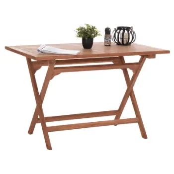 Tavolinë drejtkëndore palosëse ERIS HM18117, dru teak, 120x70x76 cm, ngjyrë natyrale