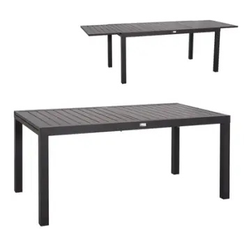 Tavolinë ngrënieje zgjatëse KRUM HM6277.03, alumin, 160-240x90x73 cm, gri e errët