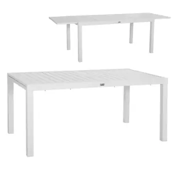 Tavolinë ngrënieje zgjatëse KRUM HM6277.01, alumin, 160-240x90x73 cm, e bardhë