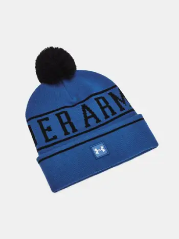 Kape dimri Under Armour Halftime Pom Beanie, me pompom, blu