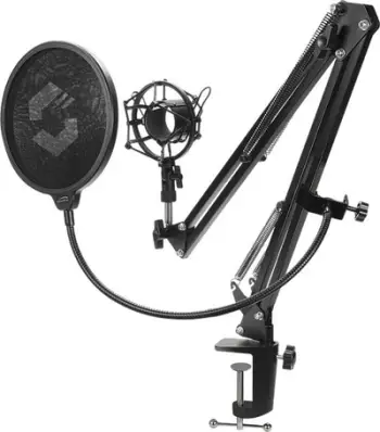 Set aksesorësh për streaming SpeedLink Volity, krah fleksibël mikrofonit, filtër pop dhe shock mount, i zi