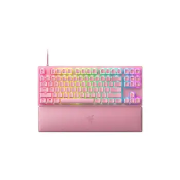 Tastierë gaming Razer Huntsman V2 Tenkeyless Quartz, optike, Linear Red, rozë