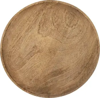 Tabaka dekorative Mango Wood, druri mango, rrethore, kafe natyrale