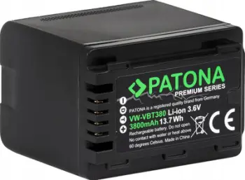 Bateri kamerë Patona Pro Panasonic VW-VBT380, 3800mAh, Li-Ion, e zezë