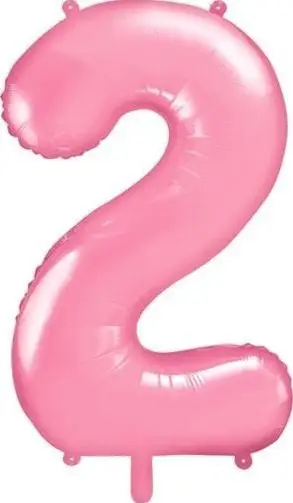 Balonë folie PartyDeco, numri 2, 86 cm, rozë